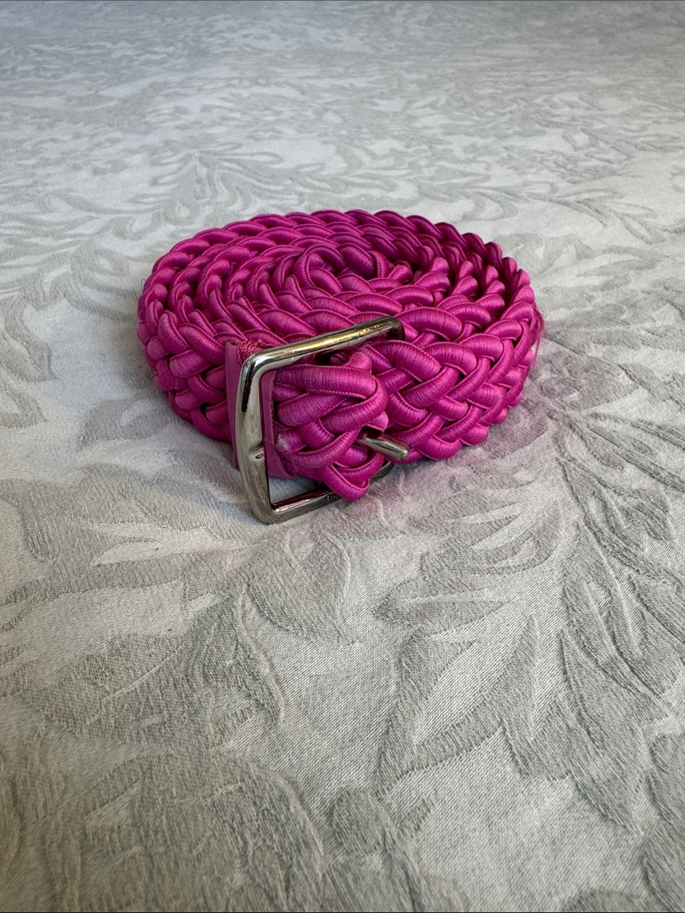 Lauren Ralph Lauren Braided Hot Pink Belt with Silver Buckle